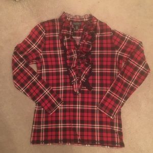 Ralph Lauren Plaid Ruffled Blouse